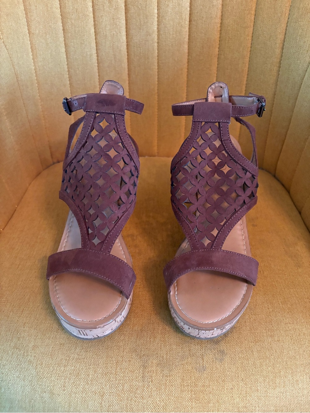 Franco Sarto Suede and Cork Wedge Sandals